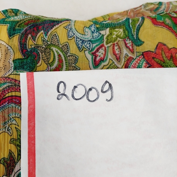 Charter Club Yellow Sheer Embroidered Neck 3/4 Sleeve Floral Pattern Top P2009 - Picture 7 of 7